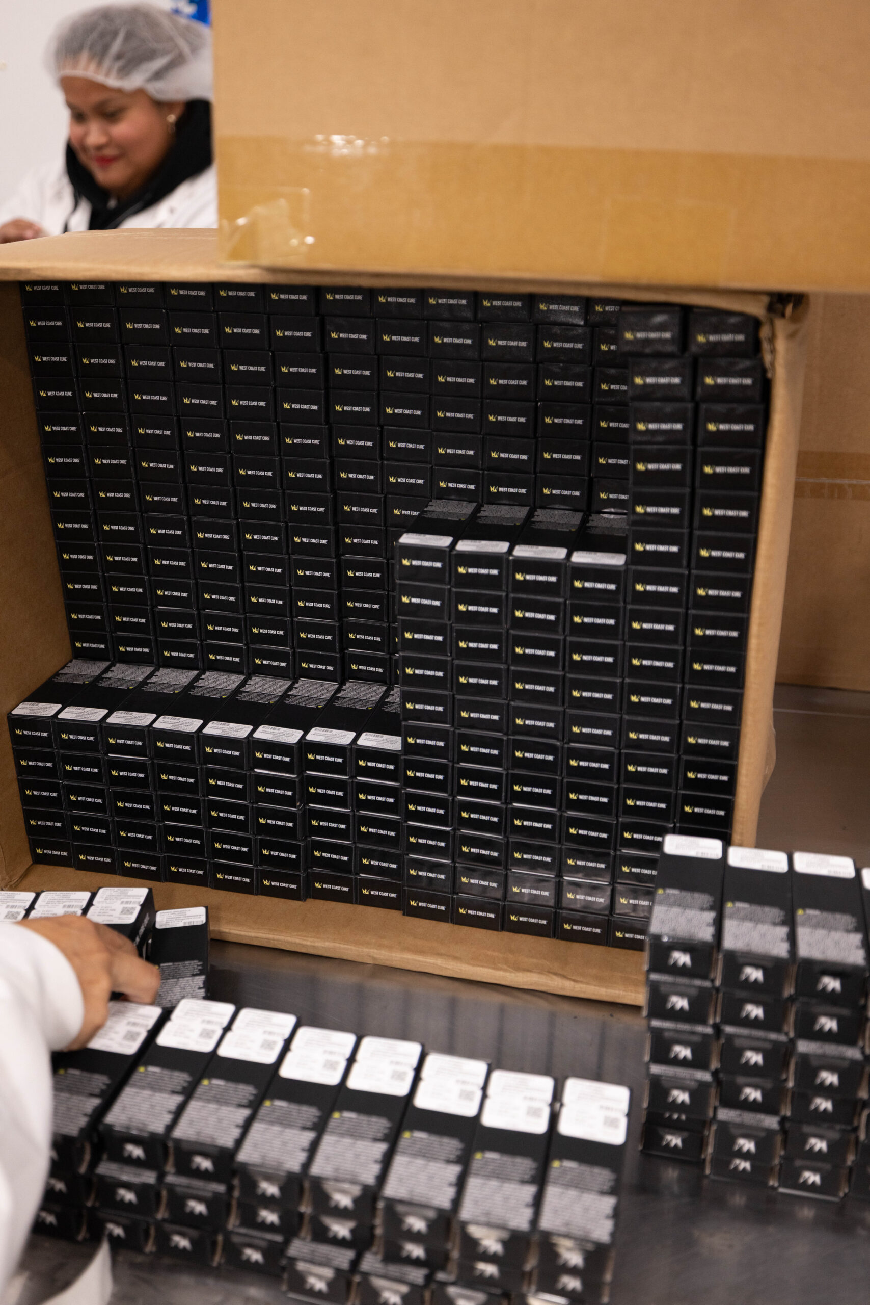 Large-scale branded vape product packaging ready for distribution
